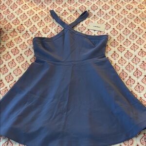 Likely Halter neck A-Line Dress in Blue/purple